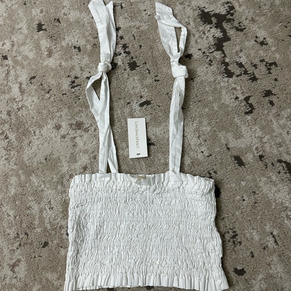 LoveShackFancy Jama Smocked Tie-Strap Top White | Size M | NWT - Picture 5 of 5